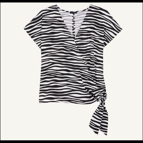 Ann Taylor Zebra Print Wrap Top NWT Sz S - Picture 2 of 3